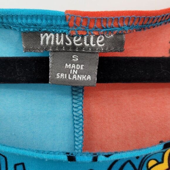 Muse Retro‎ 60's Dress S Multicolor Color Blocked Paisley Bell Sleeve Swing GoGo - Picture 12 of 13